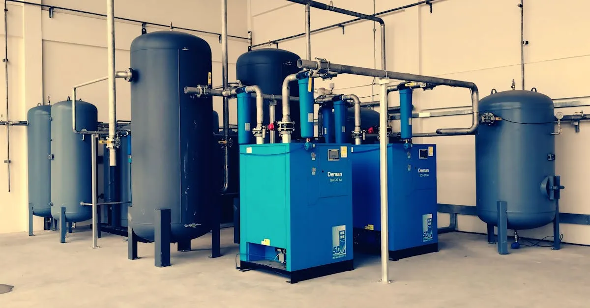 Industrial compressed air tank system used for filling HPA paintball tanks at a field