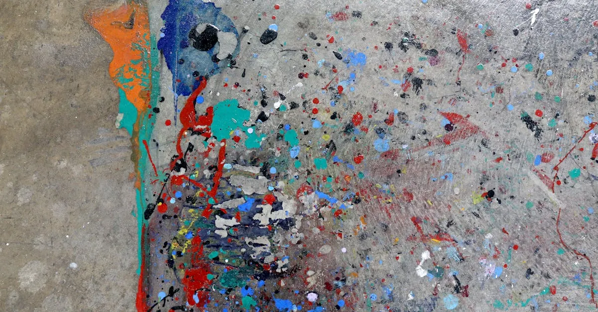 Colorful paintball paint splatters on a rough surface showing whether paintballs stain